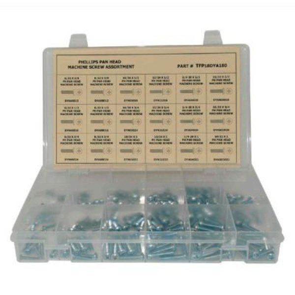 Titan Fasteners 330 Piece Machine Screw Assortment - #6 to 1/4in - Phillips Pan Head - Steel - Zinc Plated TFP18DYA330